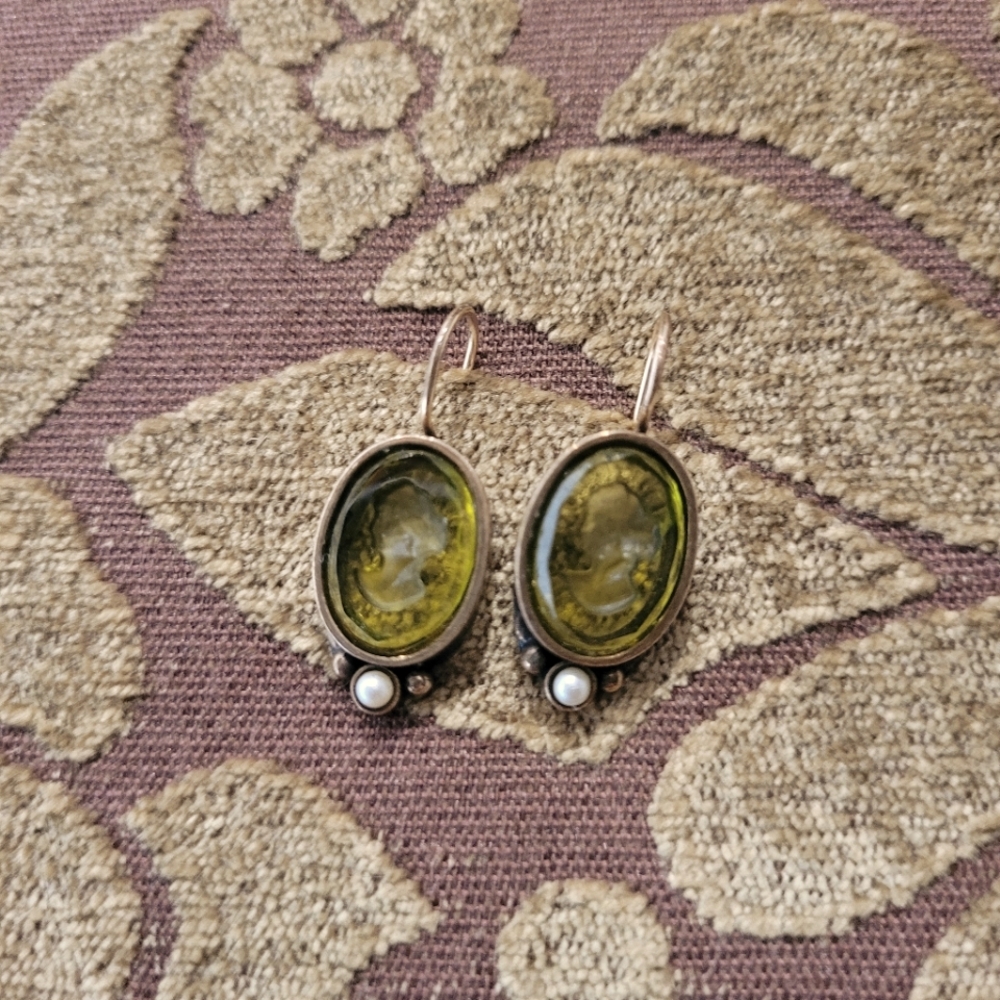 Extasia Intaglio Olivine Earrings